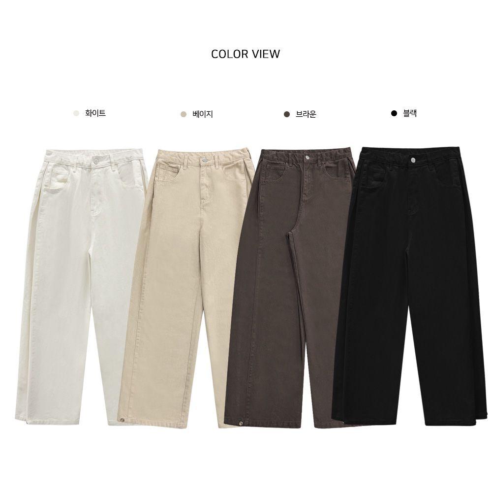 Modimood Side Snap 3Way Wide Cotton Pintuck Pants - 4 colors
