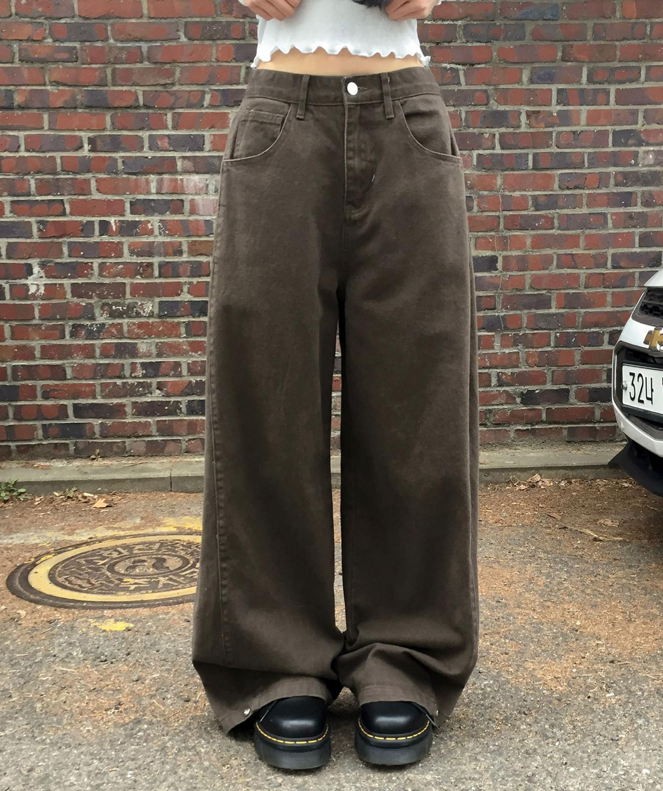 Modimood Side Snap 3Way Wide Cotton Pintuck Pants - 4 colors