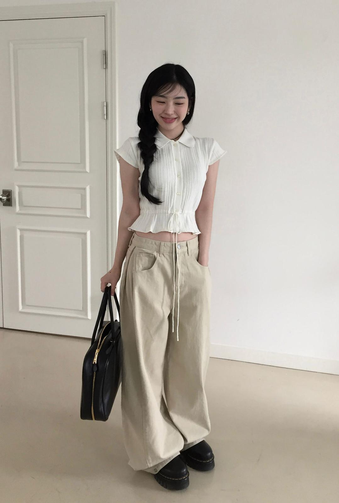 Modimood Side Snap 3Way Wide Cotton Pintuck Pants - 4 colors