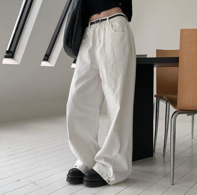 Modimood Side Snap 3Way Wide Cotton Pintuck Pants - 4 colors