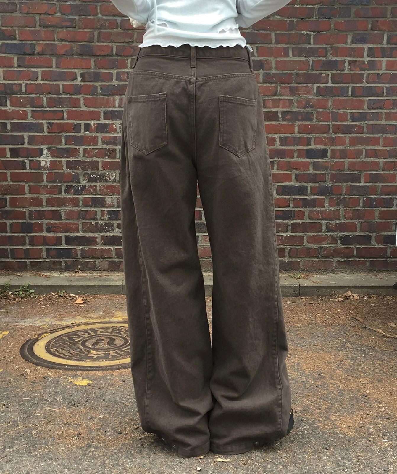 Modimood Side Snap 3Way Wide Cotton Pintuck Pants - 4 colors