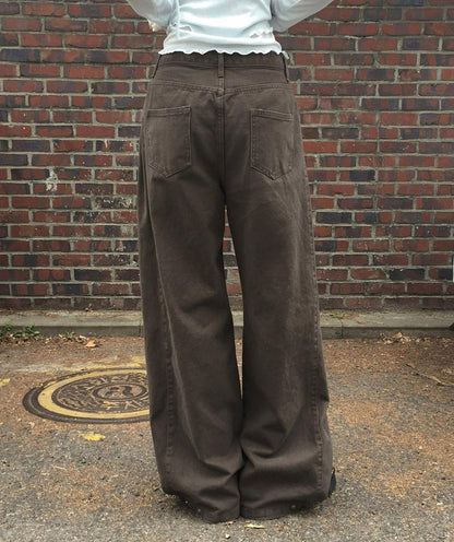 Modimood Side Snap 3Way Wide Cotton Pintuck Pants - 4 colors