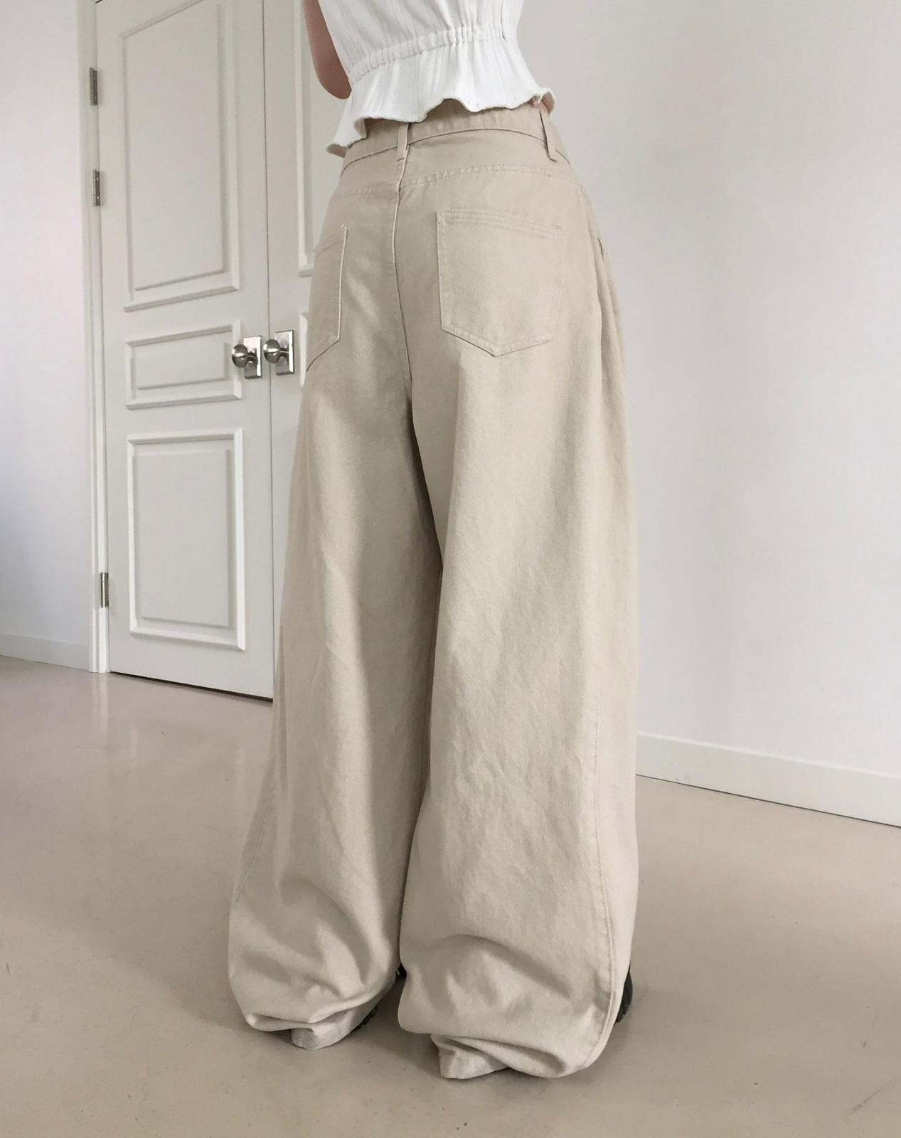 Modimood Side Snap 3Way Wide Cotton Pintuck Pants - 4 colors