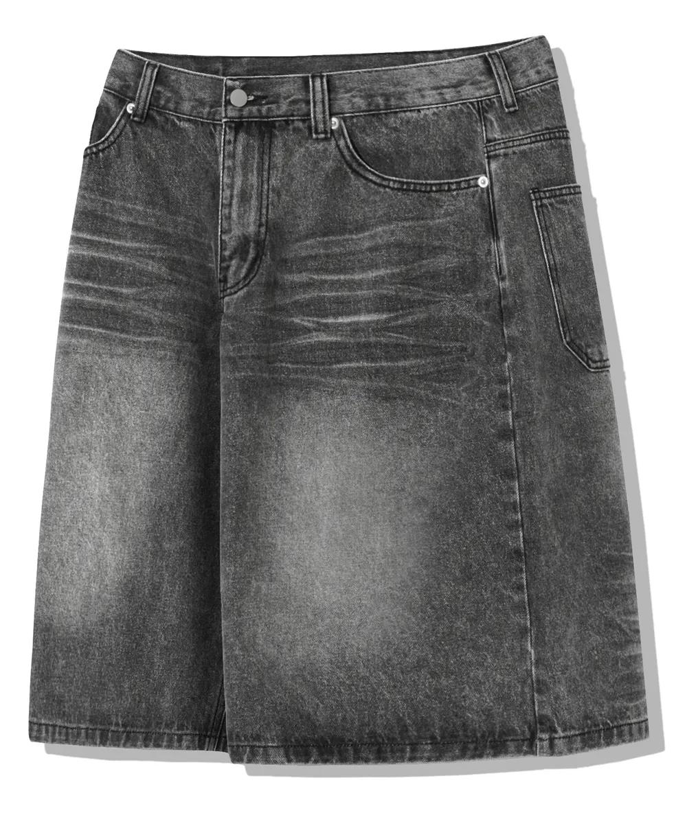 Trillion Cat Brush Washed Bermuda Denim Pants - 7 colors