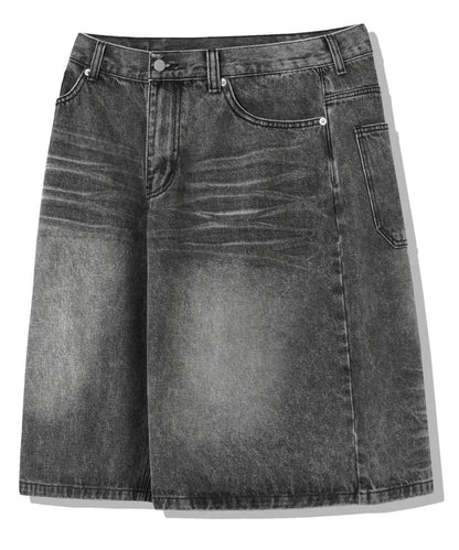 Trillion Cat Brush Washed Bermuda Denim Pants - 7 colors