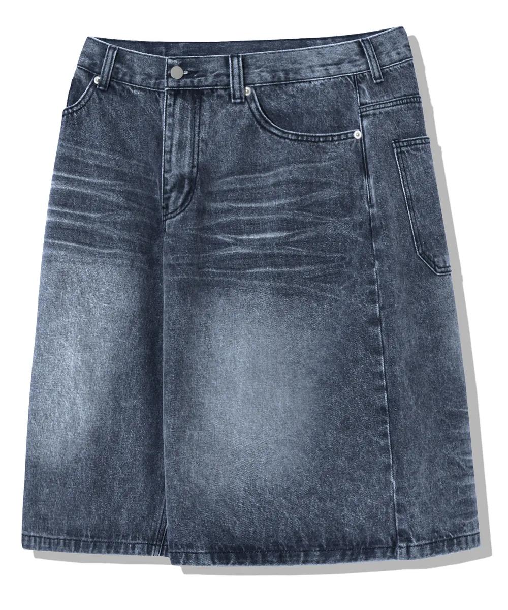Trillion Cat Brush Washed Bermuda Denim Pants - 7 colors