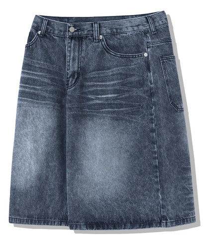 Trillion Cat Brush Washed Bermuda Denim Pants - 7 colors