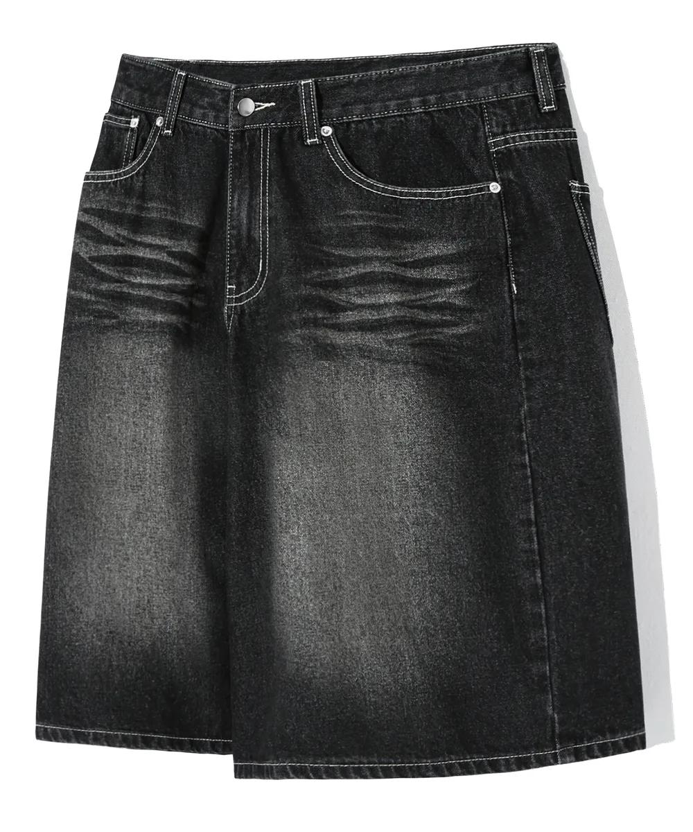 Trillion Cat Brush Washed Bermuda Denim Pants - 7 colors