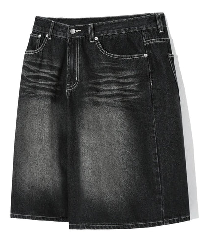 Trillion Cat Brush Washed Bermuda Denim Pants - 7 colors