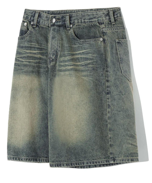 Trillion Cat Brush Washed Bermuda Denim Pants - 7 colors