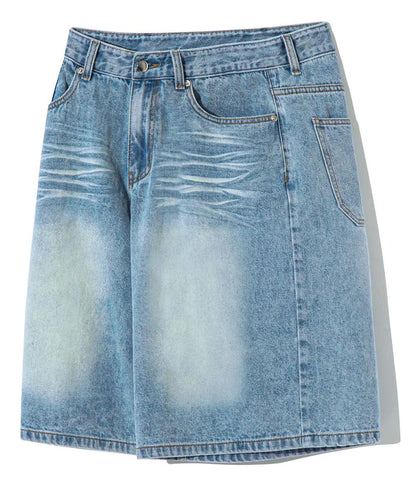 Trillion Cat Brush Washed Bermuda Denim Pants - 7 colors